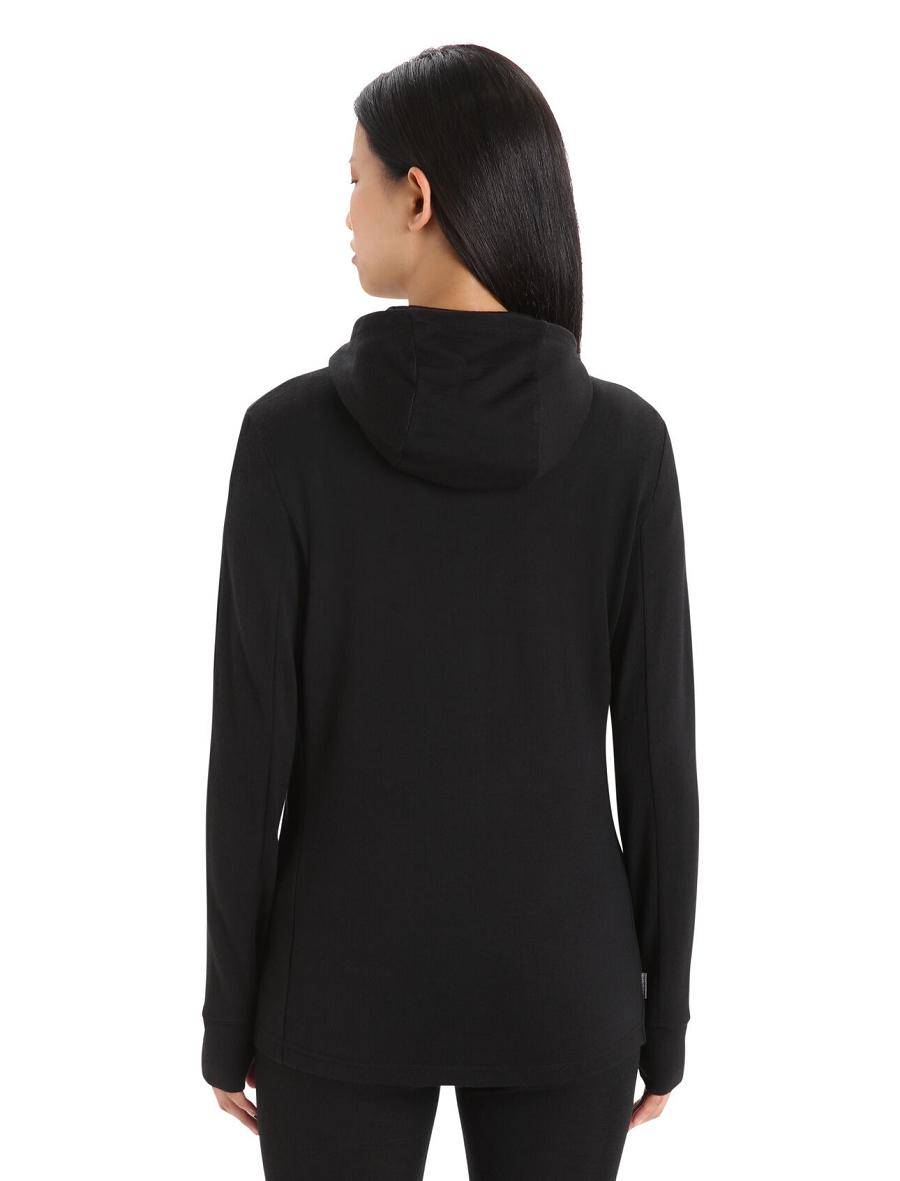 Black Icebreaker Merino Quantum III Long Sleeve Zip Women's Hoodie | AU 1678WNBY